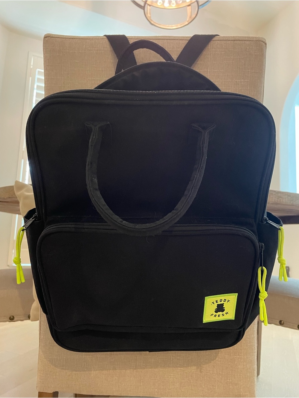 Teddy Fresh Black Backpack/Computer Bag with Neon Yellow Accents
